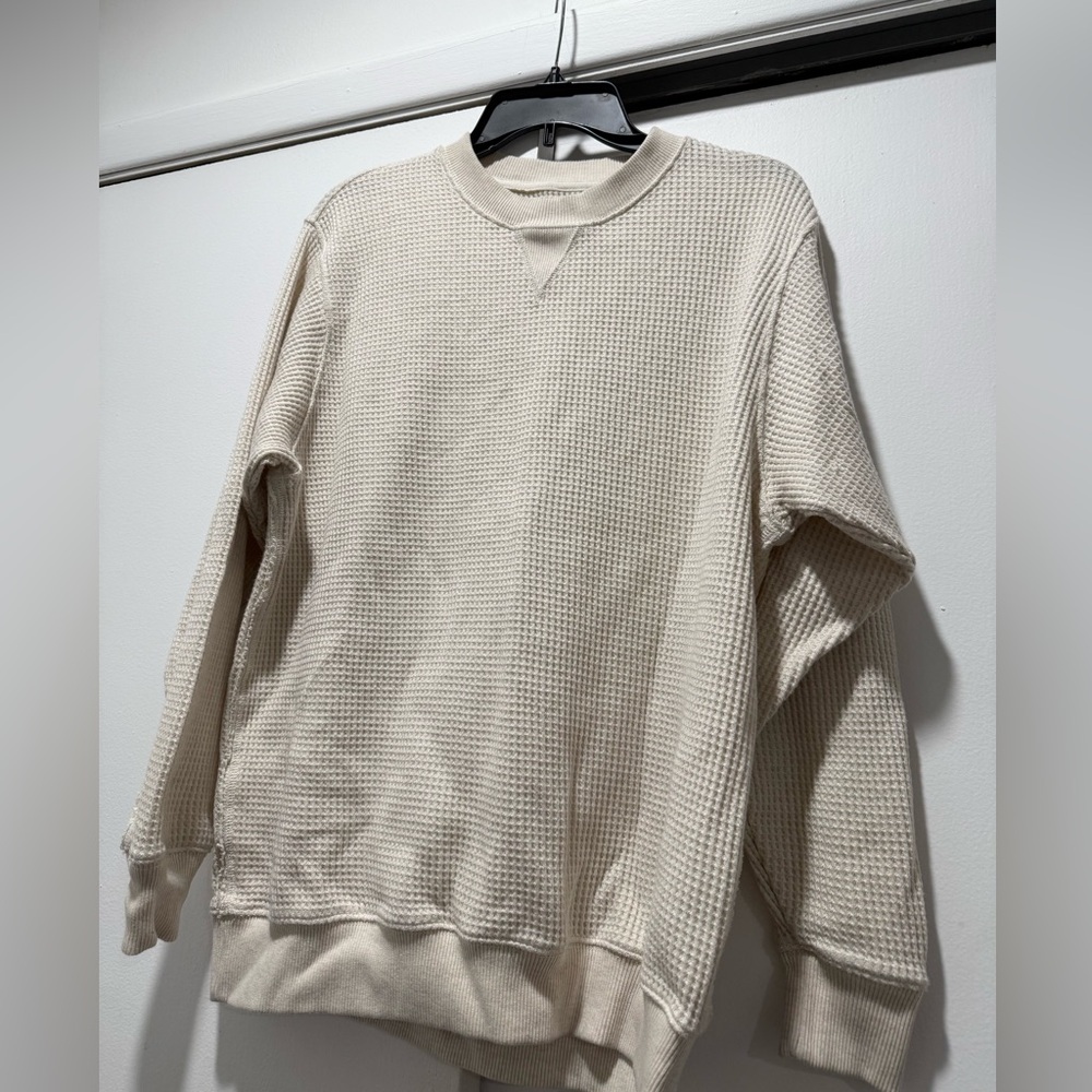 Aerie WOMENS Oversized Waffle Knit Sweatshirt Size XS - Picture 2 of 3